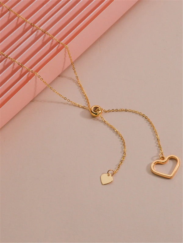 Heart Charm Y Lariat Necklace