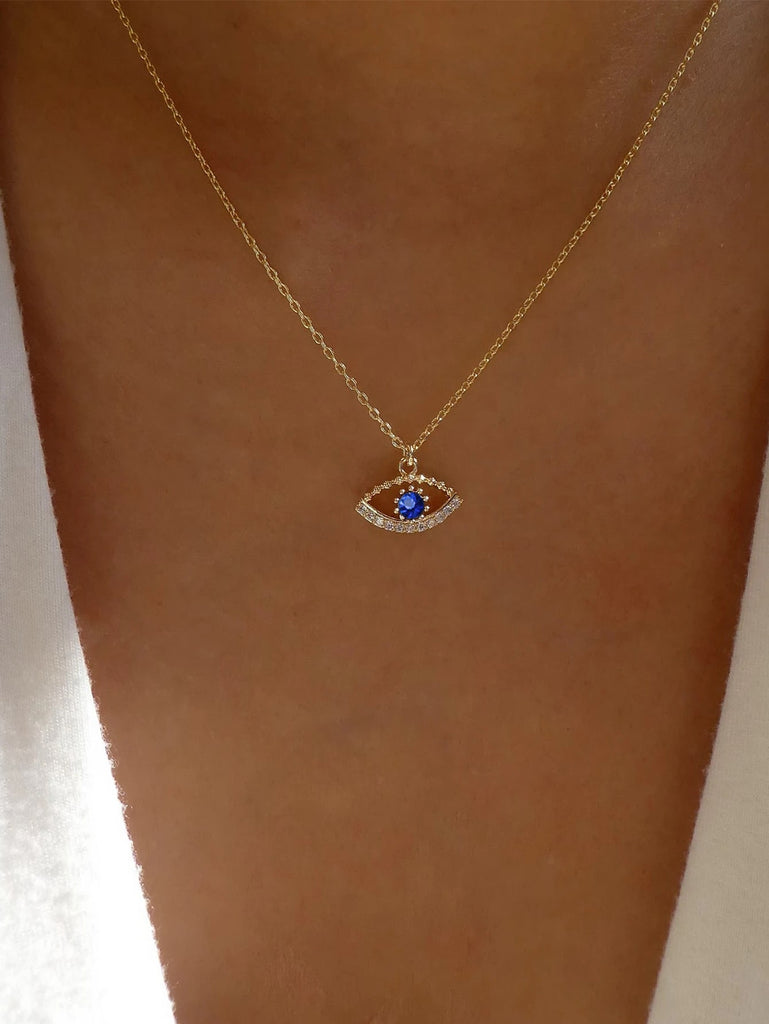 Rhinestone Eye Charm Necklace