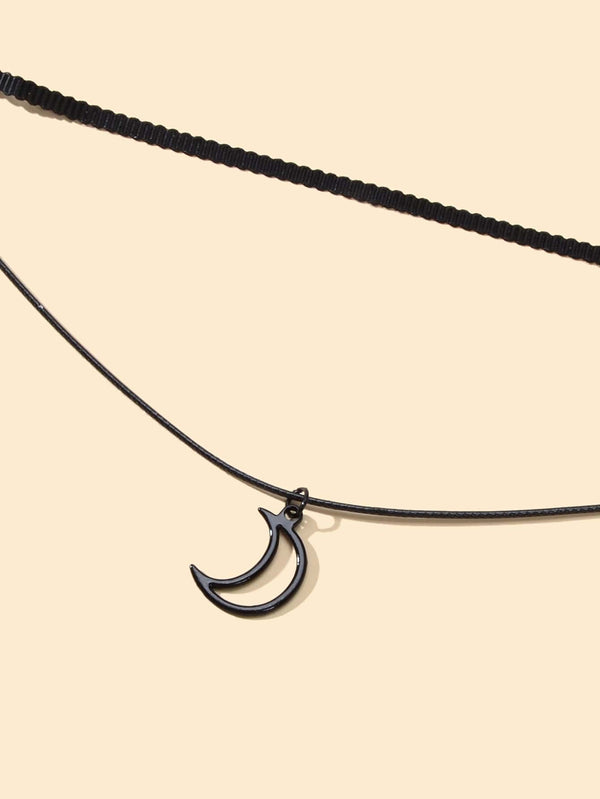 Moon Charm Layered Choker