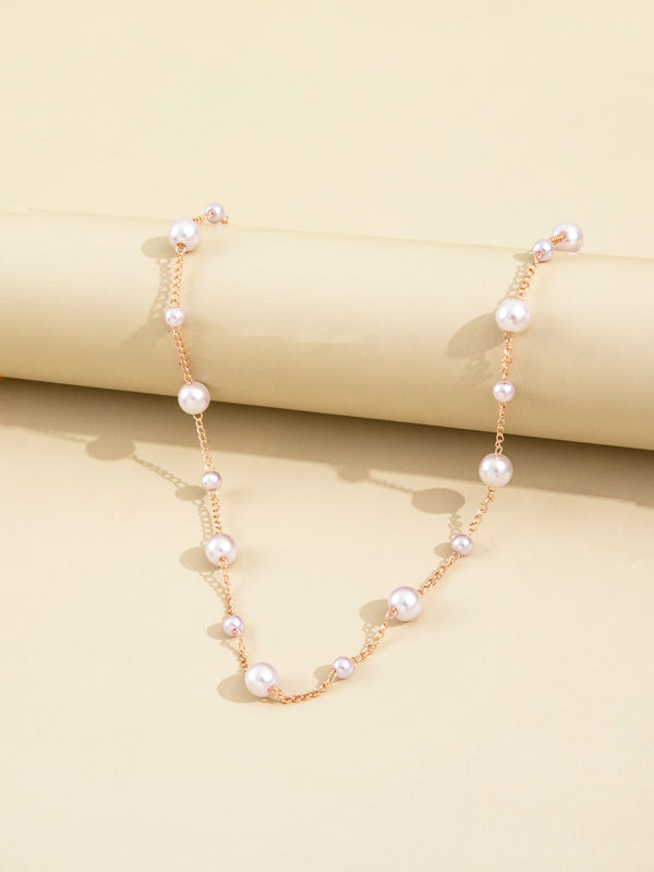 Faux Pearl Decor Necklace