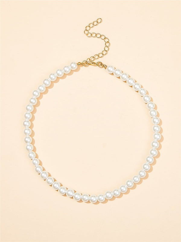 Faux Pearl Beaded Choker