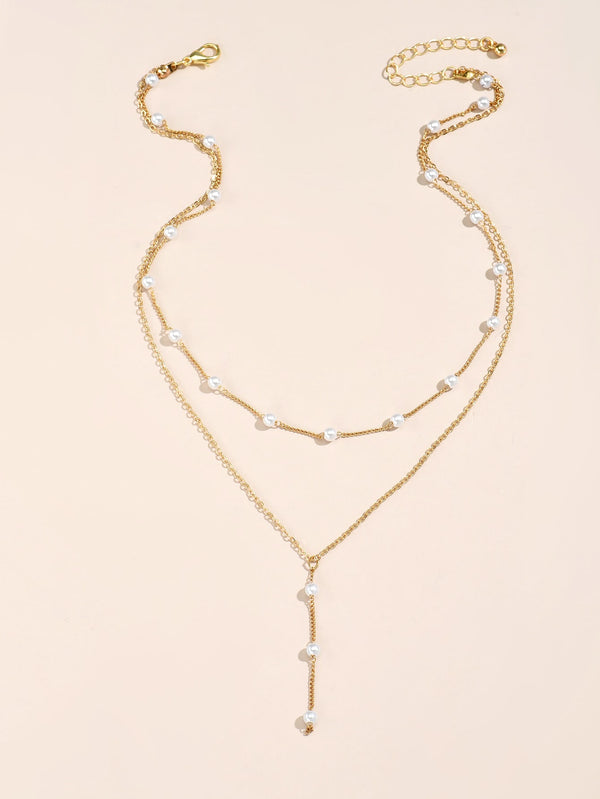 Faux Pearl Decor Layered Necklace